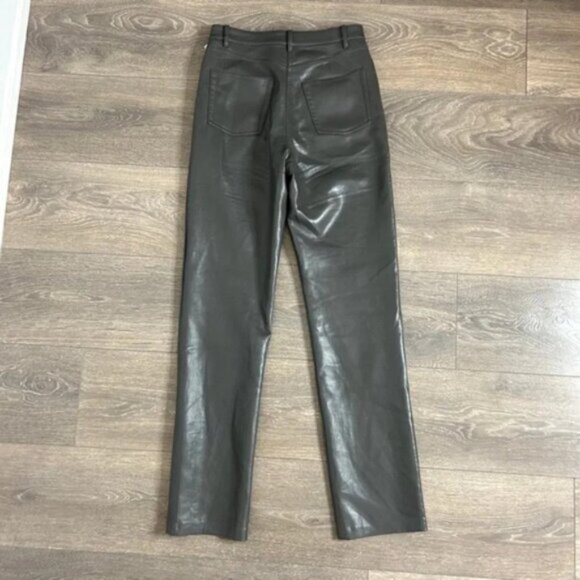 Wilfred Aritzia Melina Pant High waist Straight Leg Gray Faux Leather Size 0 - Picture 9 of 10